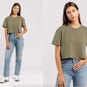 nuuds Olive Green Cropped T-Shirt